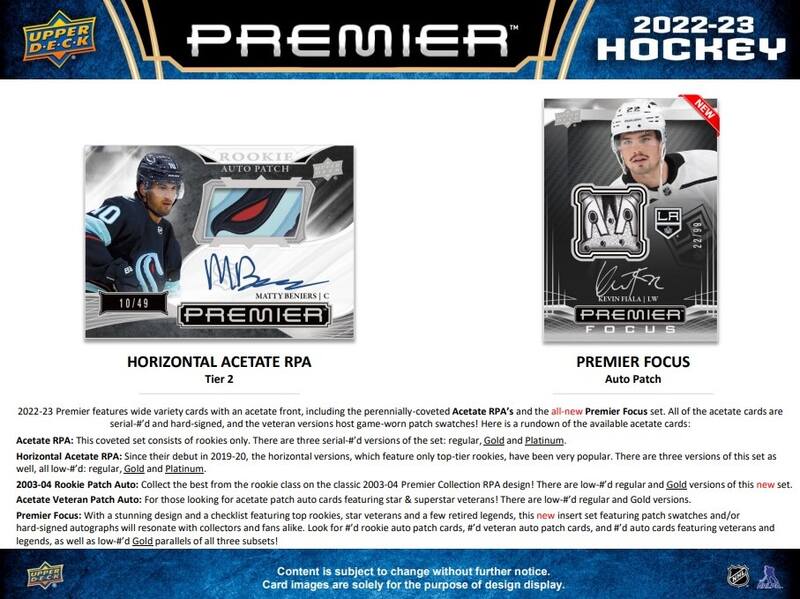 2022-23 Upper Deck NHL Premier - Sports Cards Norge