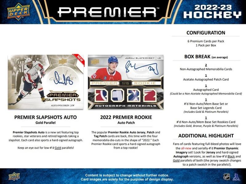 2022-23 Upper Deck NHL Premier - Sports Cards Norge