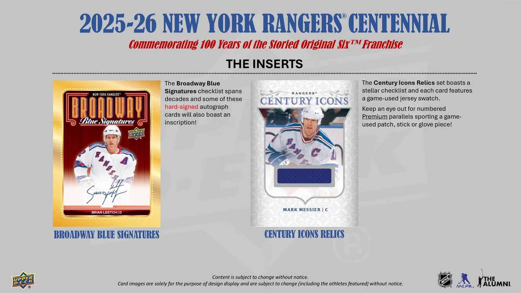 2025-26 Upper Deck NHL New York Rangers Centennial Hobby - Sports Cards Norge