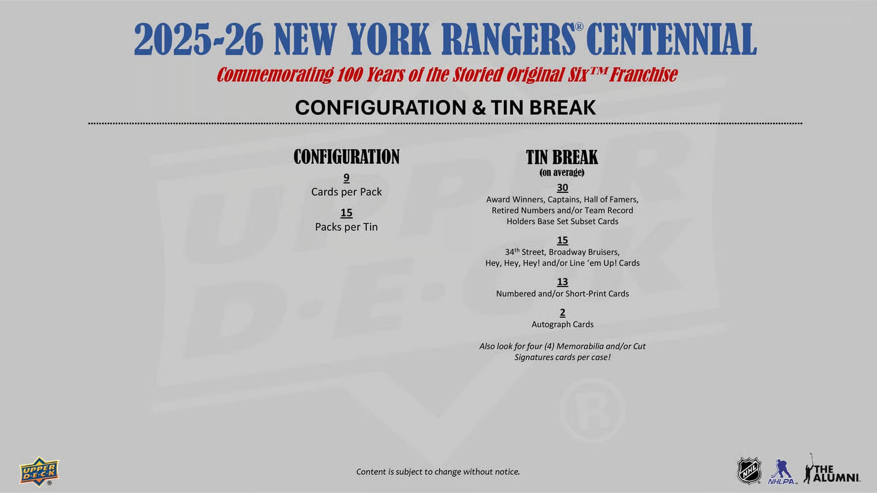 2025-26 Upper Deck NHL New York Rangers Centennial Hobby - Sports Cards Norge
