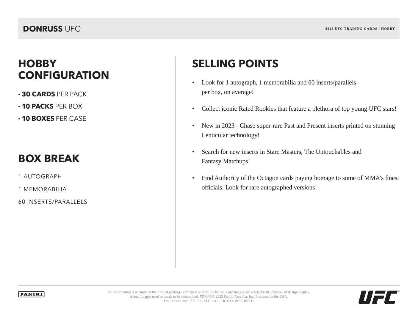2023 Panini Donruss UFC Hobby - Sports Cards Norge