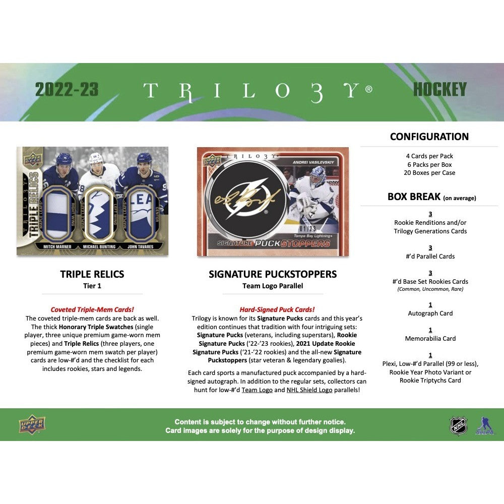 2022-23 Upper Deck NHL Trilogy Hobby - Sports Cards Norge