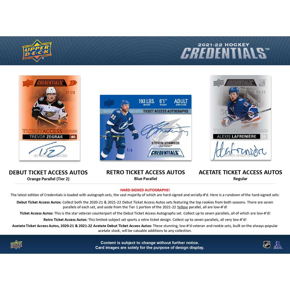 2021-22 Upper Deck NHL Credentials Hobby - Sports Cards Norge