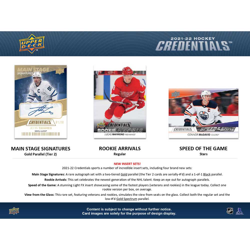 2021-22 Upper Deck NHL Credentials Hobby - Sports Cards Norge