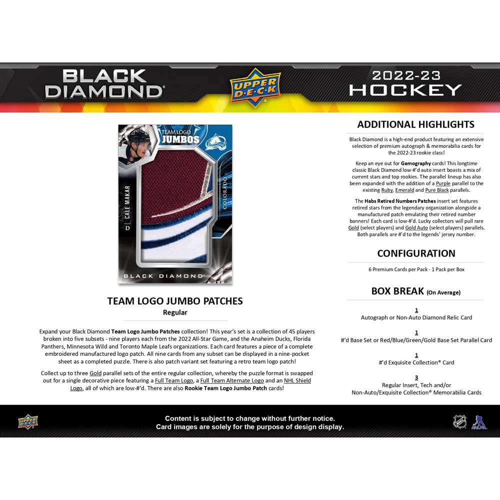 2022-23 Upper Deck NHL Black Diamond Hobby Box - Sports Cards Norge