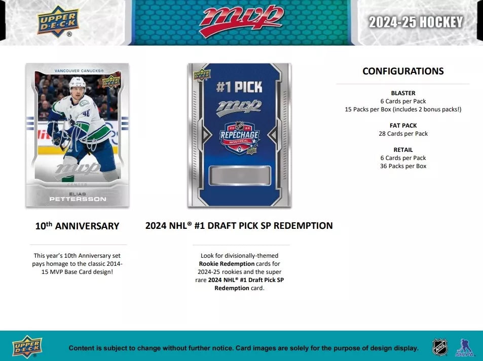 2024-25 Upper Deck NHL MVP Blaster Box - Sports Cards Norge