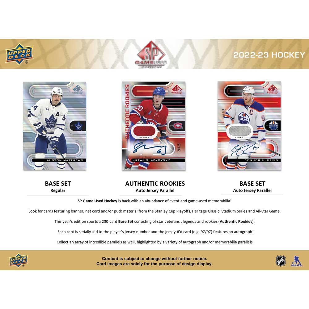 2022-23 Upper Deck NHL SP Game-Used Hobby Box - Sports Cards Norge