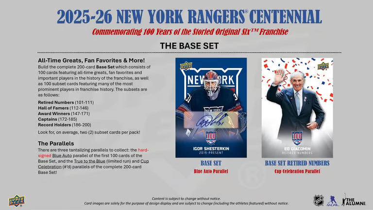 2025-26 Upper Deck NHL New York Rangers Centennial Hobby - Sports Cards Norge