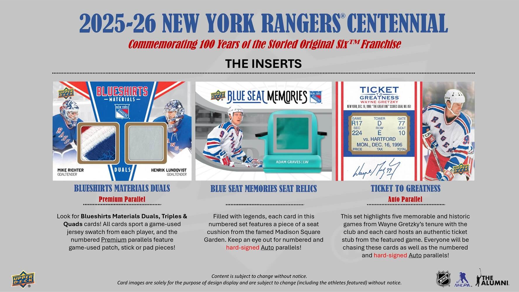 2025-26 Upper Deck NHL New York Rangers Centennial Hobby - Sports Cards Norge