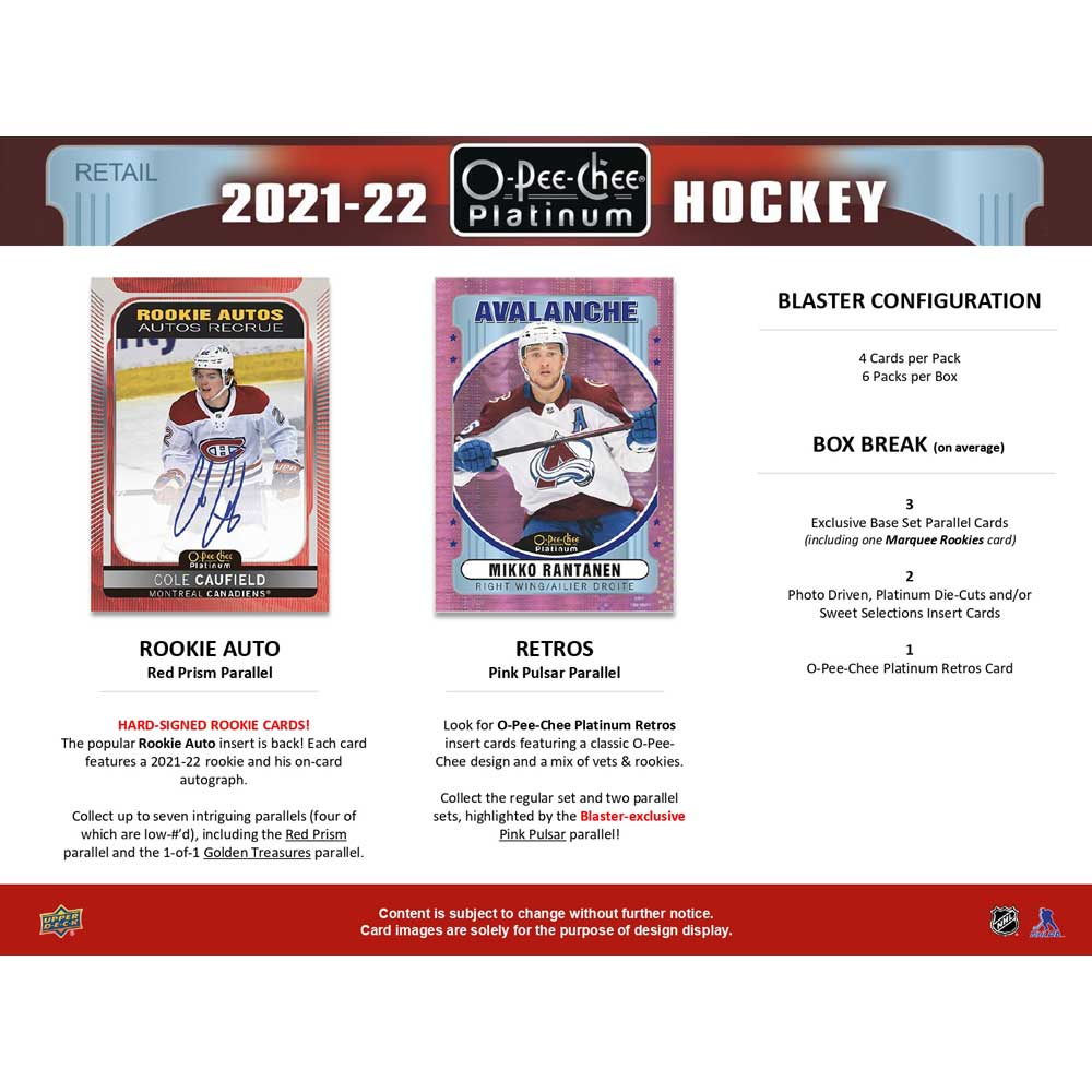 2021-22 Upper Dech NHL O-Pee-Chee Platinum Blaster Box - Sports Cards Norge