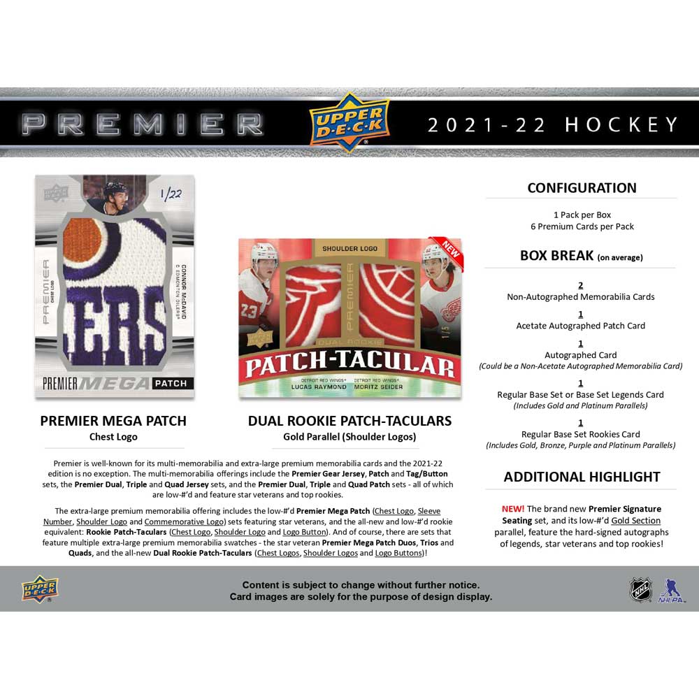 2021-22 Upper Deck NHL Premier Hobby - Sports Cards Norge