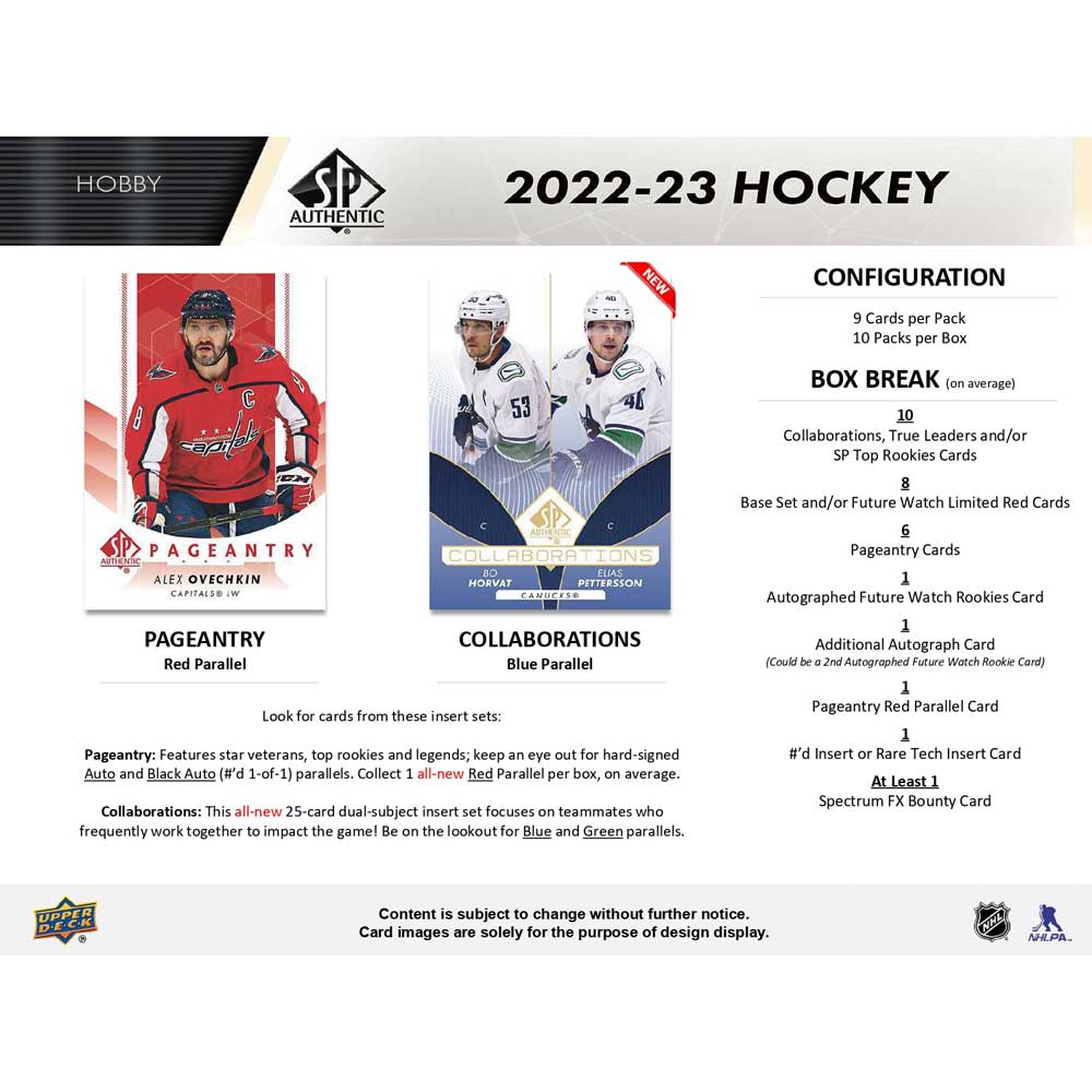 2022-23 Upper Deck NHL SP Authentic Hobby - Sports Cards Norge