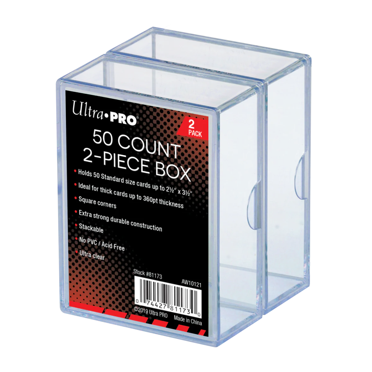 2-Piece 50 Count Clear Card Storage Box, 2 Pack - Sports Cards Norge