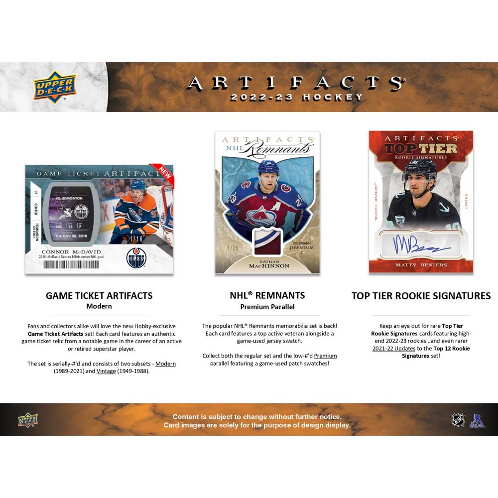 2022-23 Upper Deck NHL Artifacts Hobby - Sports Cards Norge