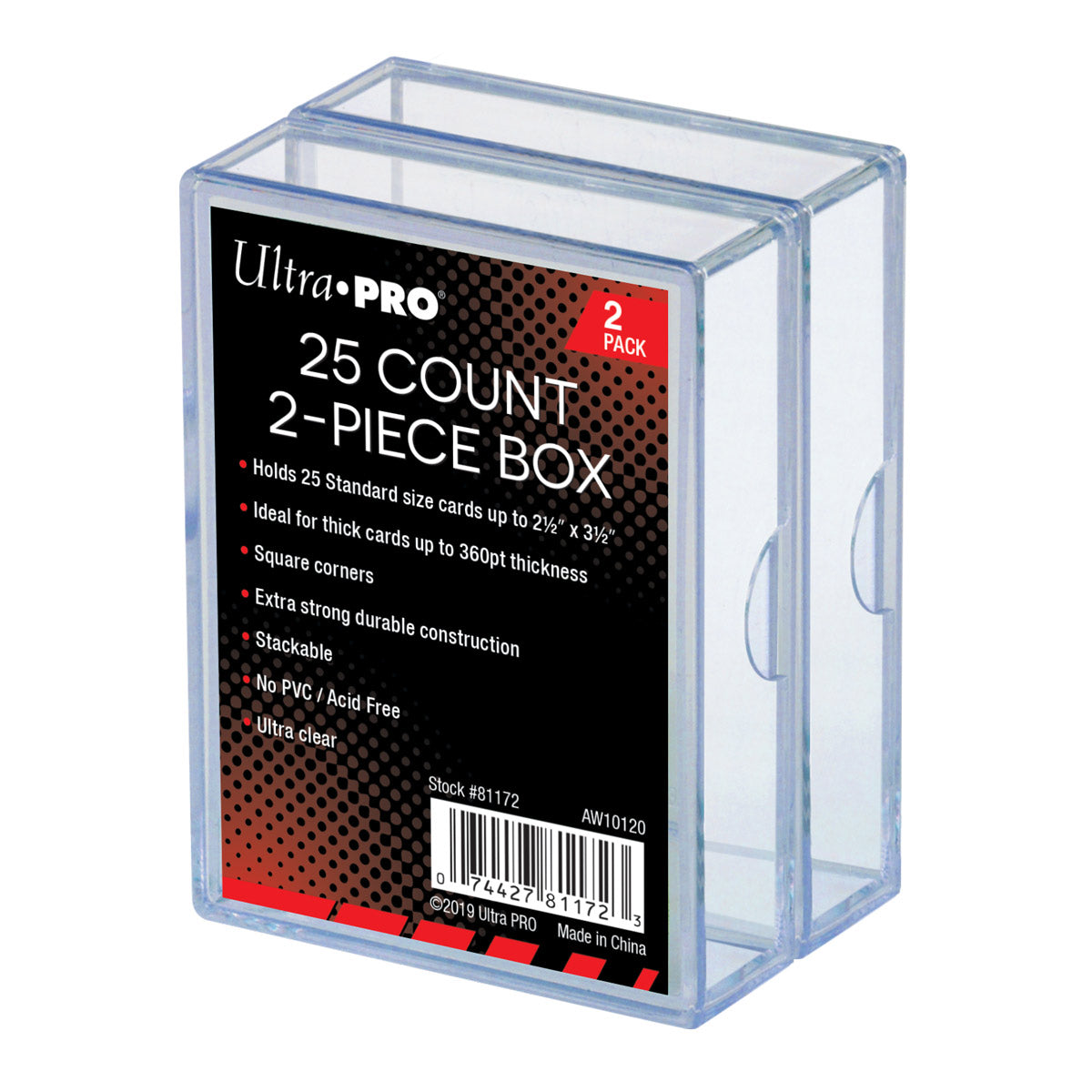 2-Piece 25 Count Clear Card Storage Box, 2 Pack - Sports Cards Norge